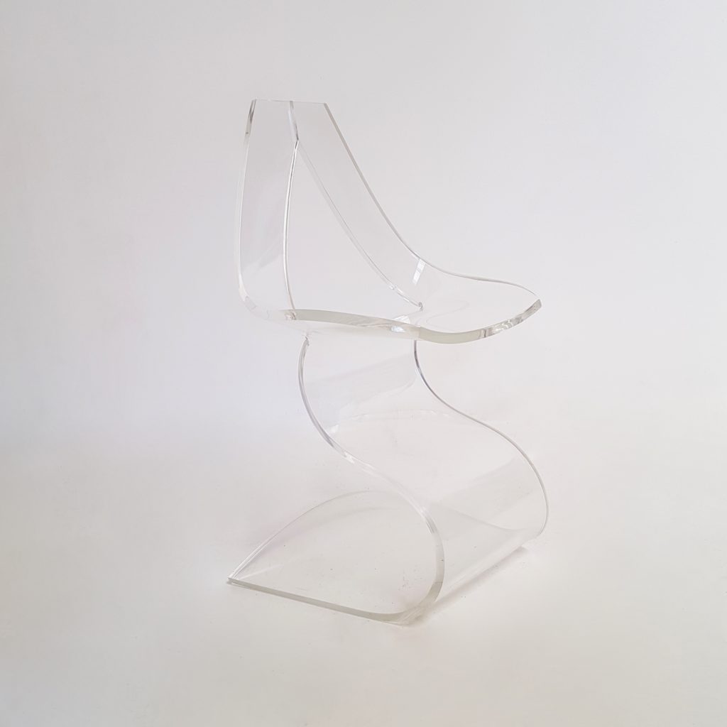 Chaise « LUCITE » transparente en plexiglas, Michel DUMAS – 1970